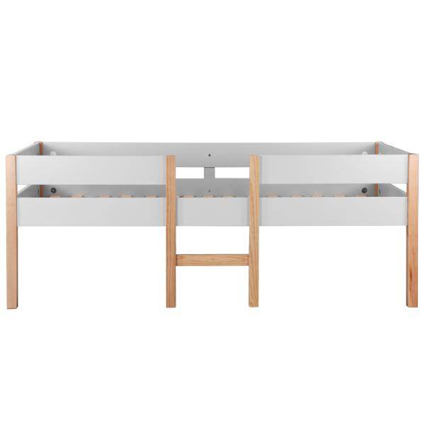 Halbhochbett Kinder Hochbett Kinderbett Kiefer Weiss 90x200 Bettkasten - Palo24