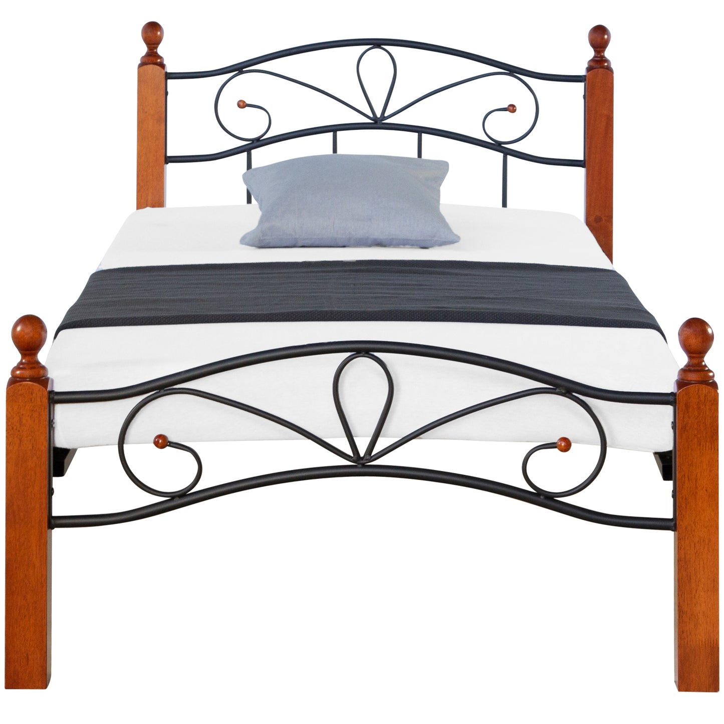 Metallbett 90x200 Schwarz Einzelbett Jugendbett Bettgestell mit Lattenrost