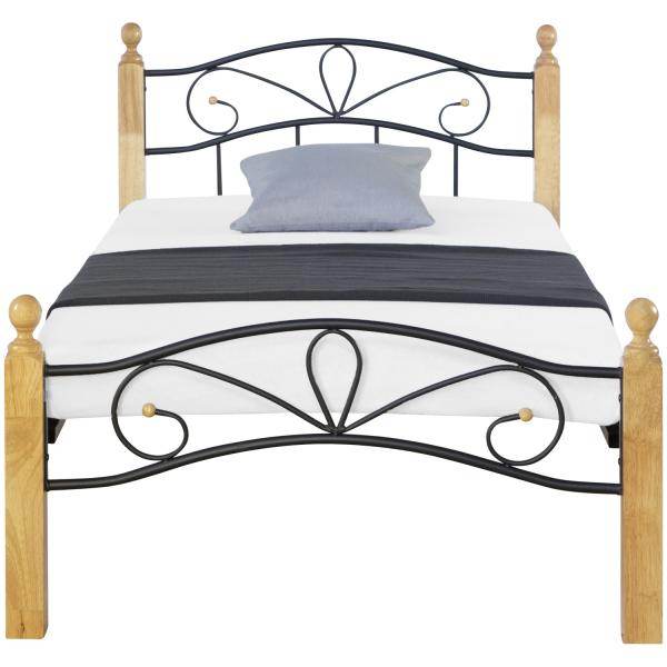 Metallbett 90x200 Schwarz Einzelbett Jugendbett Bettgestell mit Lattenrost - Palo24