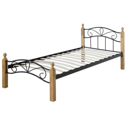 Metallbett 90x200 Schwarz Einzelbett Jugendbett Bettgestell mit Lattenrost - Palo24