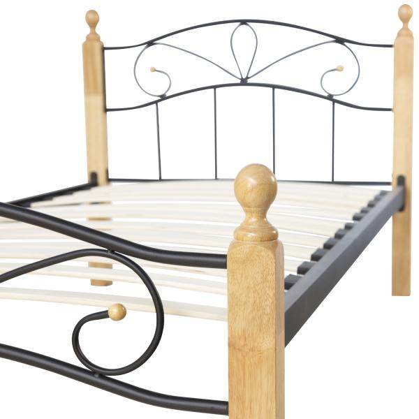 Metallbett 90x200 Schwarz Einzelbett Jugendbett Bettgestell mit Lattenrost - Palo24