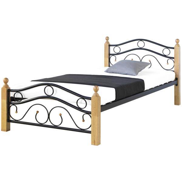 Metallbett 90x200 Schwarz Einzelbett Jugendbett Bettgestell mit Lattenrost - Palo24