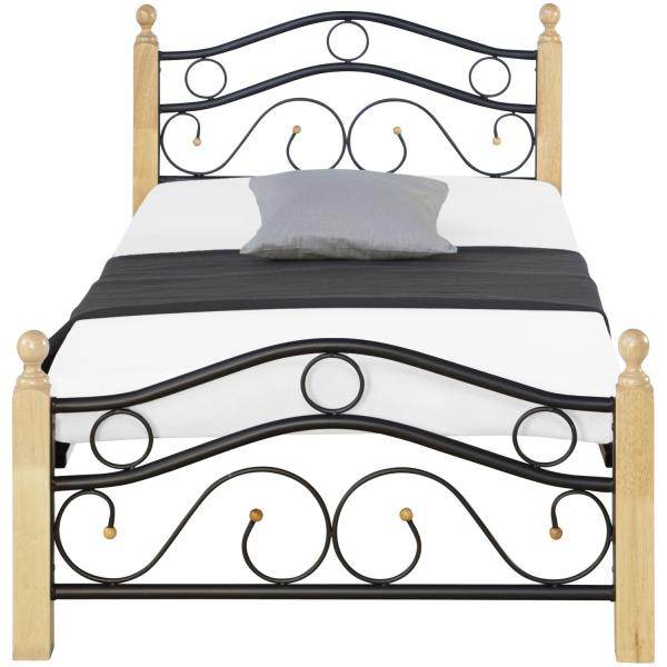 Metallbett 90x200 Schwarz Einzelbett Jugendbett Bettgestell mit Lattenrost - Palo24