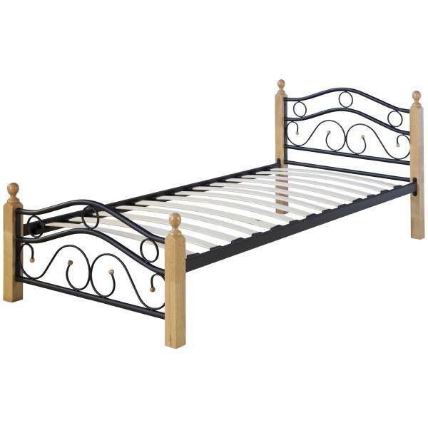 Metallbett 90x200 Schwarz Einzelbett Jugendbett Bettgestell mit Lattenrost - Palo24