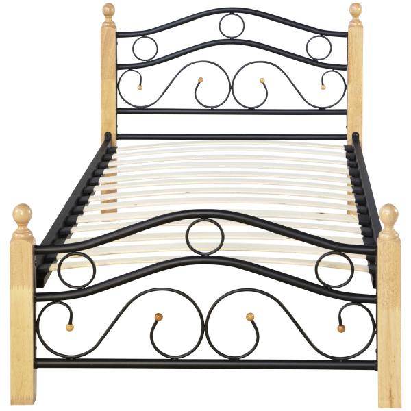 Metallbett 90x200 Schwarz Einzelbett Jugendbett Bettgestell mit Lattenrost - Palo24