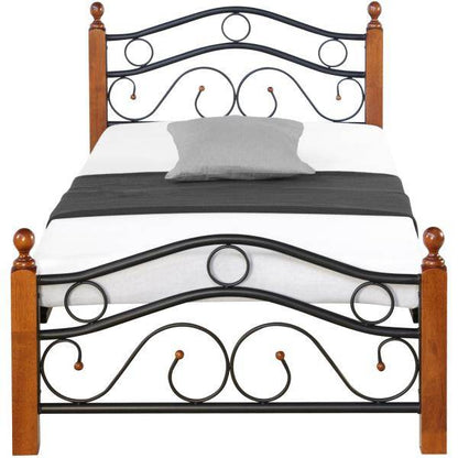 Metallbett 90x200 Schwarz Einzelbett Jugendbett Bettgestell mit Lattenrost - Palo24