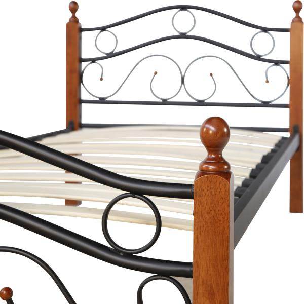 Metallbett 90x200 Schwarz Einzelbett Jugendbett Bettgestell mit Lattenrost - Palo24