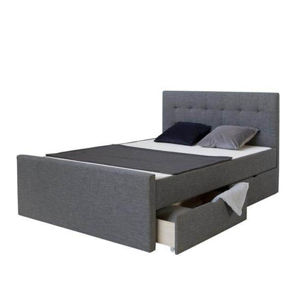 Polsterbett 160x200 Grau Doppelbett Bettgestell mit Lattenrost 2 Schubladen - Palo24