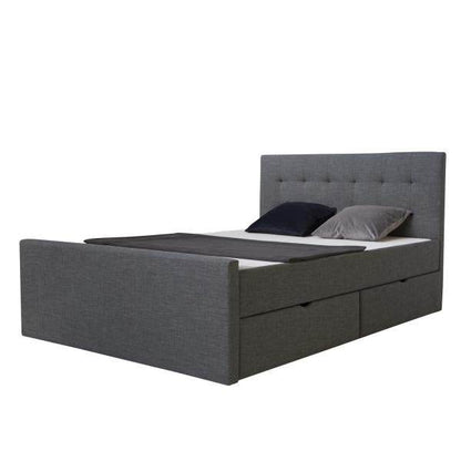Polsterbett 160x200 Grau Doppelbett Bettgestell mit Lattenrost 2 Schubladen - Palo24