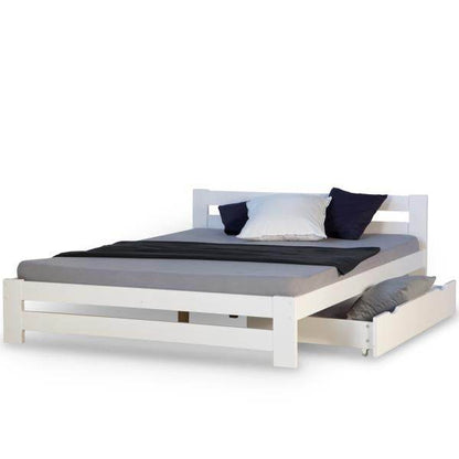 Doppelbett Holzbett 140x200 Weiss Kiefer Mit Bettkasten Bettgestell - Palo24