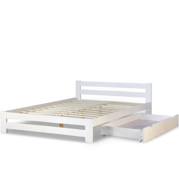 Doppelbett Holzbett 140x200 Weiss Kiefer Mit Bettkasten Bettgestell - Palo24