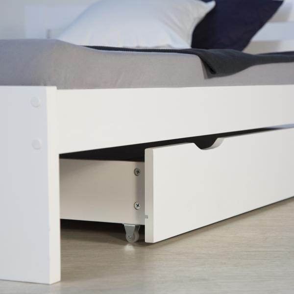 Doppelbett Holzbett 140x200 Weiss Kiefer Mit Bettkasten Bettgestell - Palo24