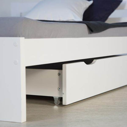 Doppelbett Holzbett 140x200 Weiss Kiefer Mit Bettkasten Bettgestell - Palo24
