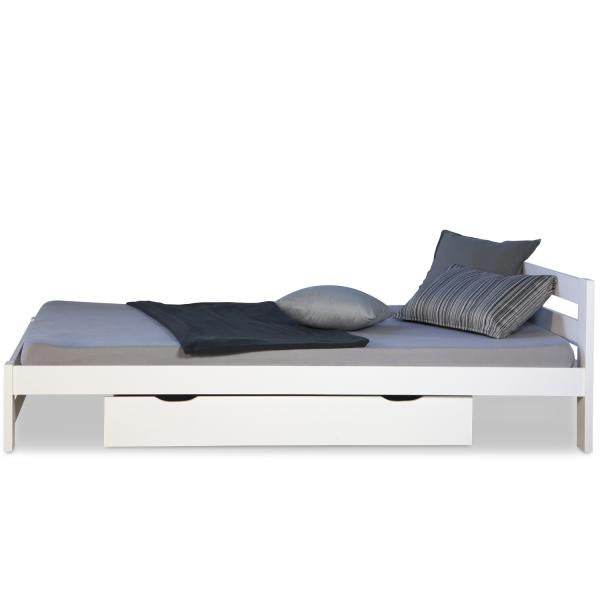 Doppelbett Holzbett 140x200 Weiss Kiefer Mit Bettkasten Bettgestell - Palo24
