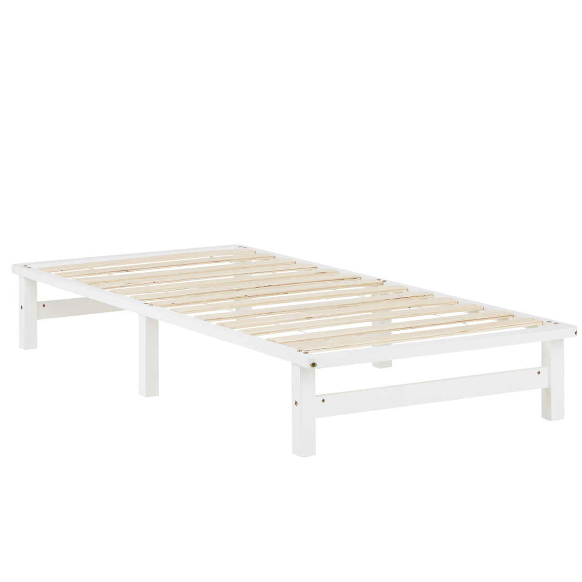 Palettenbett 90x200 cm Weiss | Einzelbett | mit Lattenrost | Holz | Kind Jugend Gast