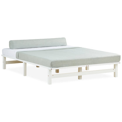 Palettenbett 140x200 cm Weiss | Doppelbett | mit Lattenrost | Holz | Kind Jugend Gast