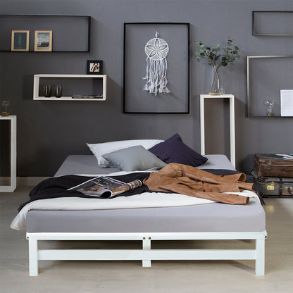 Palettenbett 140x200 cm Weiss | Doppelbett | mit Lattenrost | Holz | Kind Jugend Gast