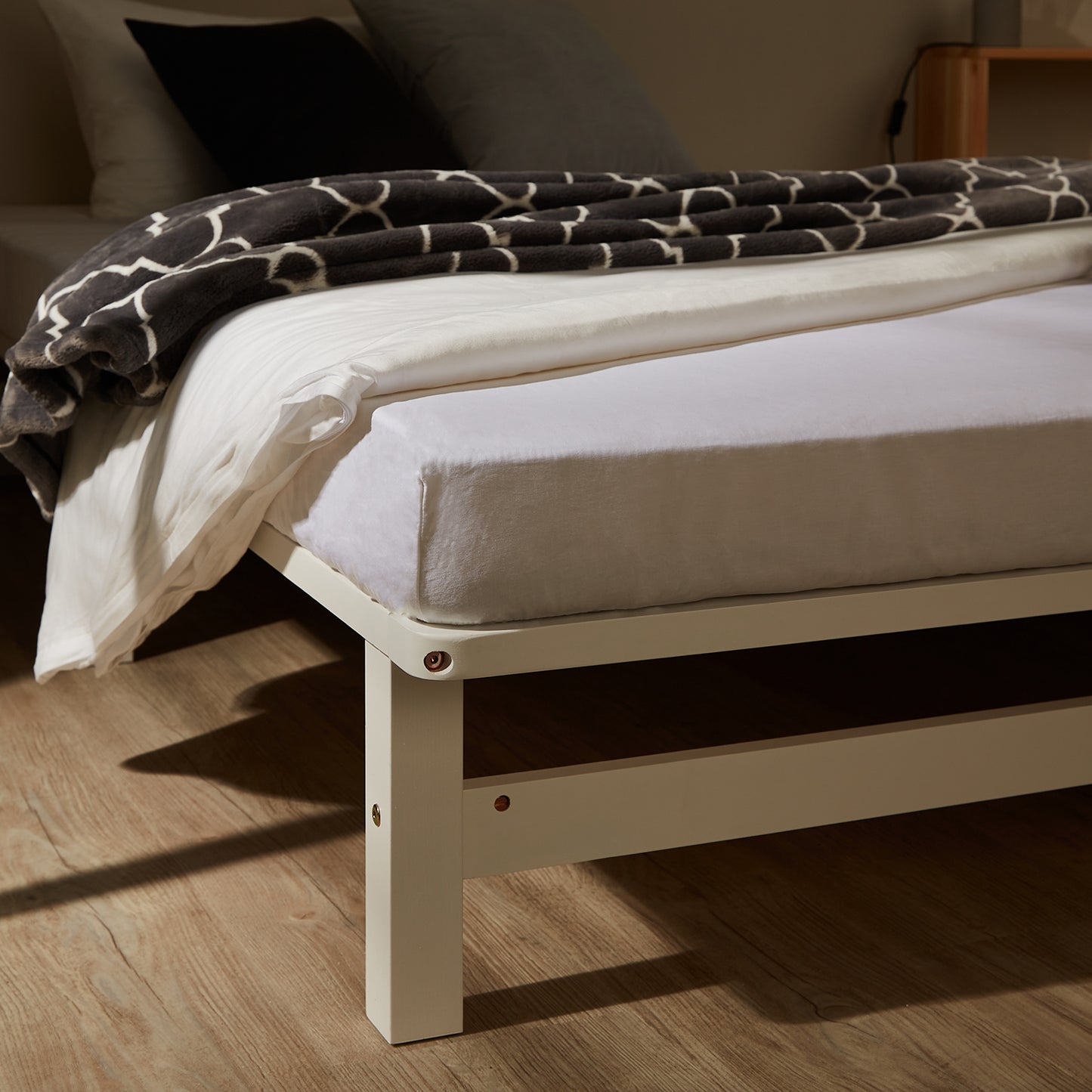 Palettenbett 140x200 cm Weiss | Doppelbett | mit Lattenrost | Holz | Kind Jugend Gast