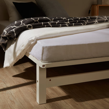 Palettenbett 140x200 cm Weiss | Doppelbett | mit Lattenrost | Holz | Kind Jugend Gast