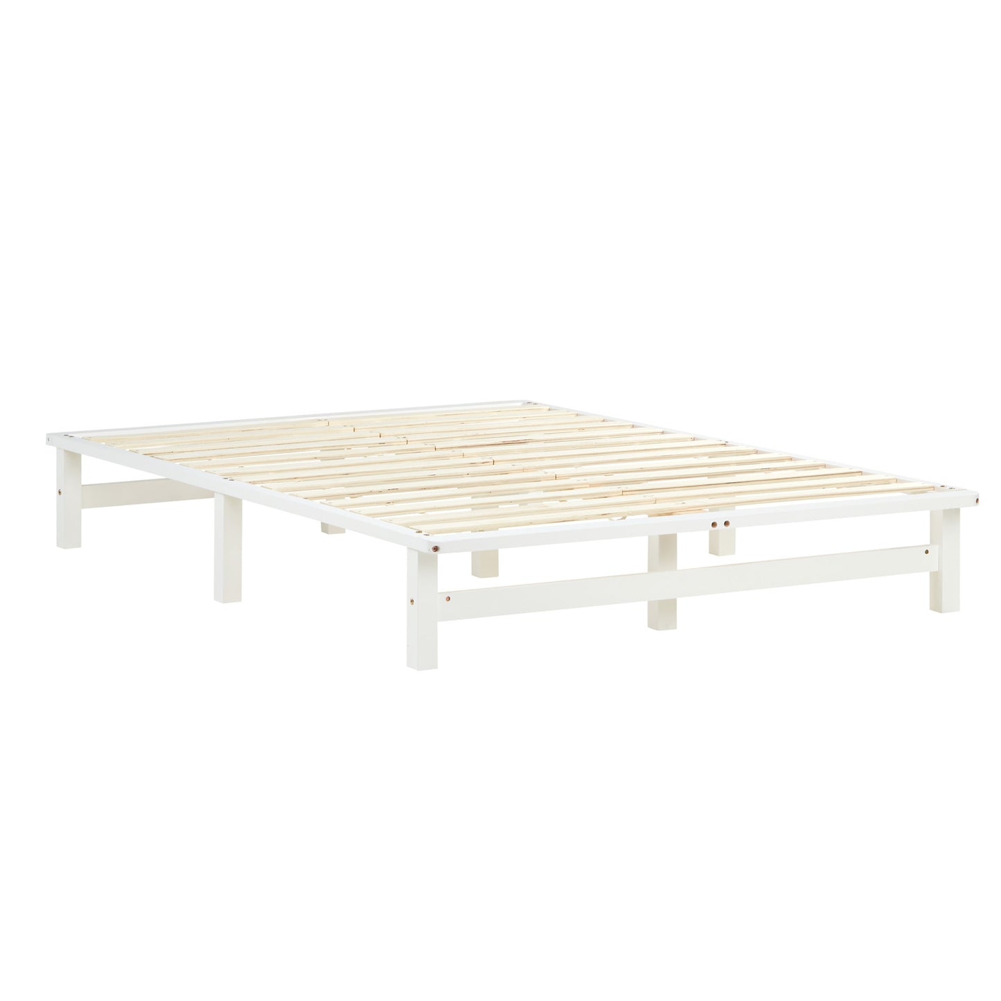 Palettenbett 140x200 cm Weiss | Doppelbett | mit Lattenrost | Holz | Kind Jugend Gast