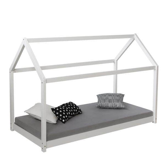 Kinderbett Kinderhaus Spielbett Hausbett Holzbett weiss 80 x 160 cm - Palo24