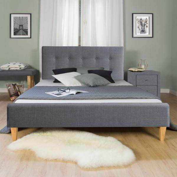 Polsterbett Doppelbett Stoffbett Bettgestell 140 x 200 + Lattenrost grau - Palo24