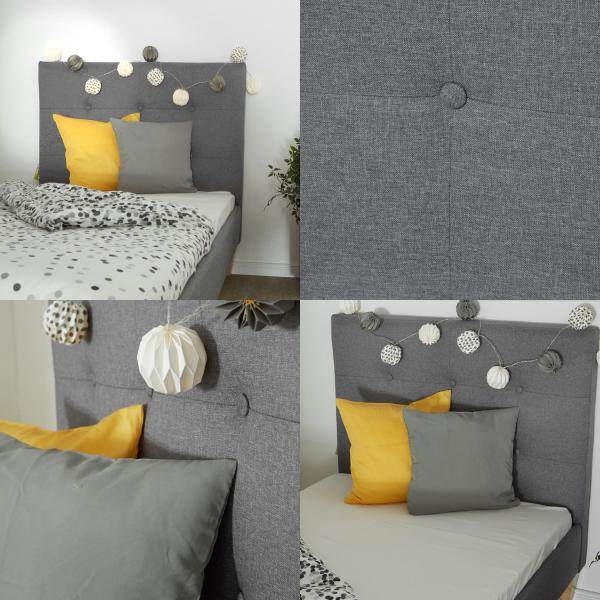 Polsterbett 90x200 Grau Einzelbett Stoffbett Bettgestell mit Lattenrost - Palo24
