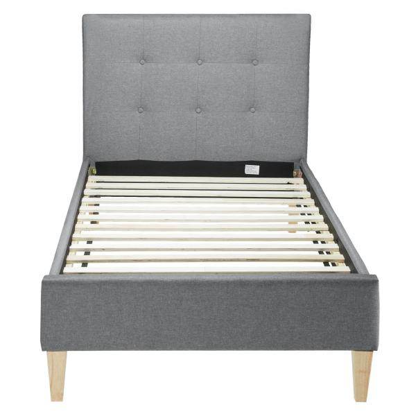 Polsterbett 90x200 Grau Einzelbett Stoffbett Bettgestell mit Lattenrost - Palo24