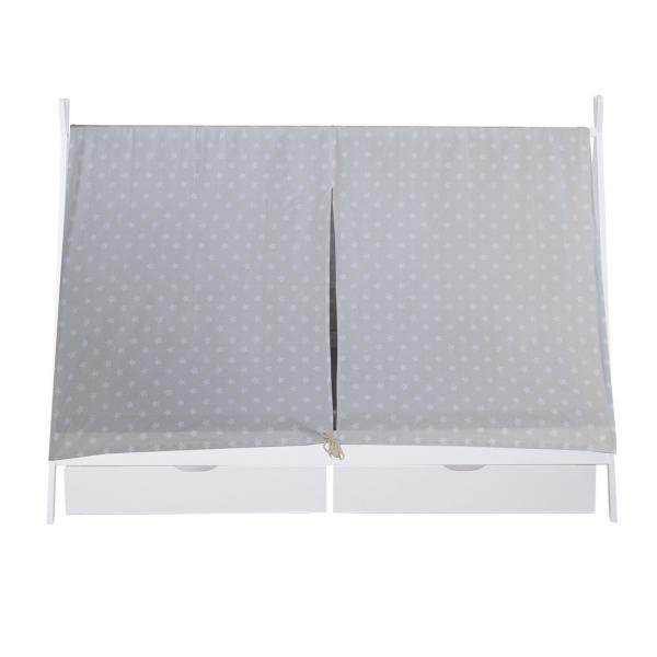 Kinderbett TIPI 90x200 mit 2 Bettkästen Weiss Holzbett Indianer Bett Hausbett Spielbett - Palo24