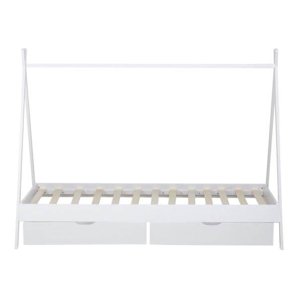 Kinderbett TIPI 90x200 mit 2 Bettkästen Weiss Holzbett Indianer Bett Hausbett Spielbett - Palo24