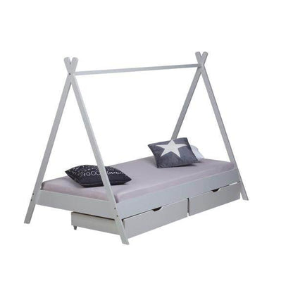 Kinderbett TIPI 90x200 mit 2 Bettkästen grau Holzbett Indianer Bett Hausbett Spielbett - Palo24