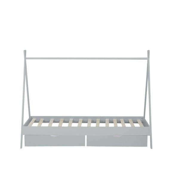 Kinderbett TIPI 90x200 mit 2 Bettkästen grau Holzbett Indianer Bett Hausbett Spielbett - Palo24