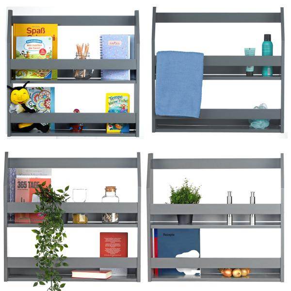 Regal Wandregal Hängeregal Bücherregal Holzregal Holz Grau - Palo24