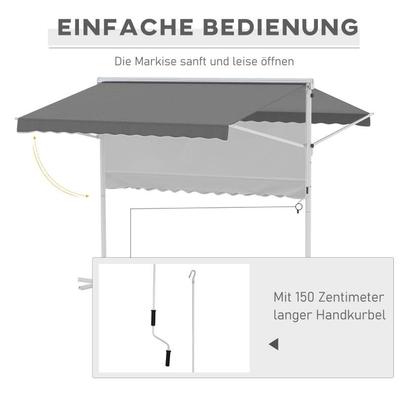 Standmarkise Gartenmarkise mit Faltarm Grau 3m x 3m - Palo24