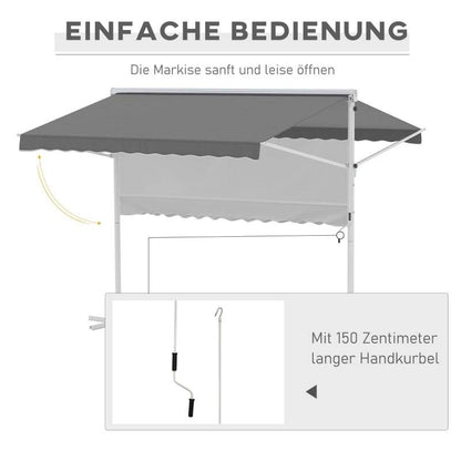 Standmarkise Gartenmarkise mit Faltarm Grau 3m x 3m - Palo24