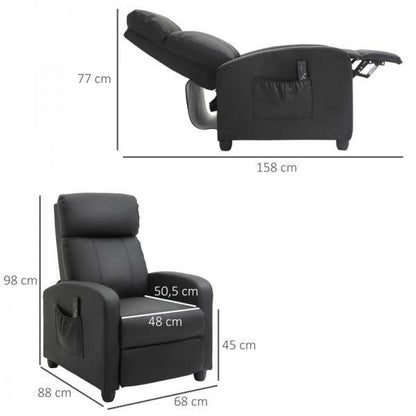 Massagesessel Massagefunktion Liegefunktion 2-Punkt-Massage Schwarz - Palo24