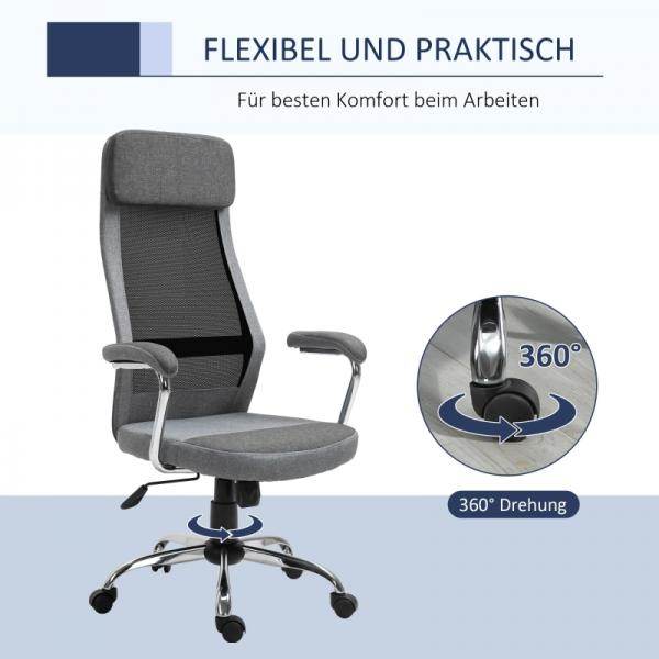 Bürostuhl Höhenverstellung nordischer Stil hellgrau+schwarz - Palo24