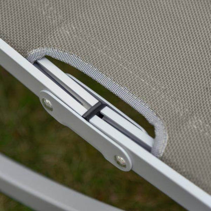 2er Set Gartenliege Sonnenliege Stoffliege Relaxliege ergonomisch Alu Texteline Hellgrau - Palo24