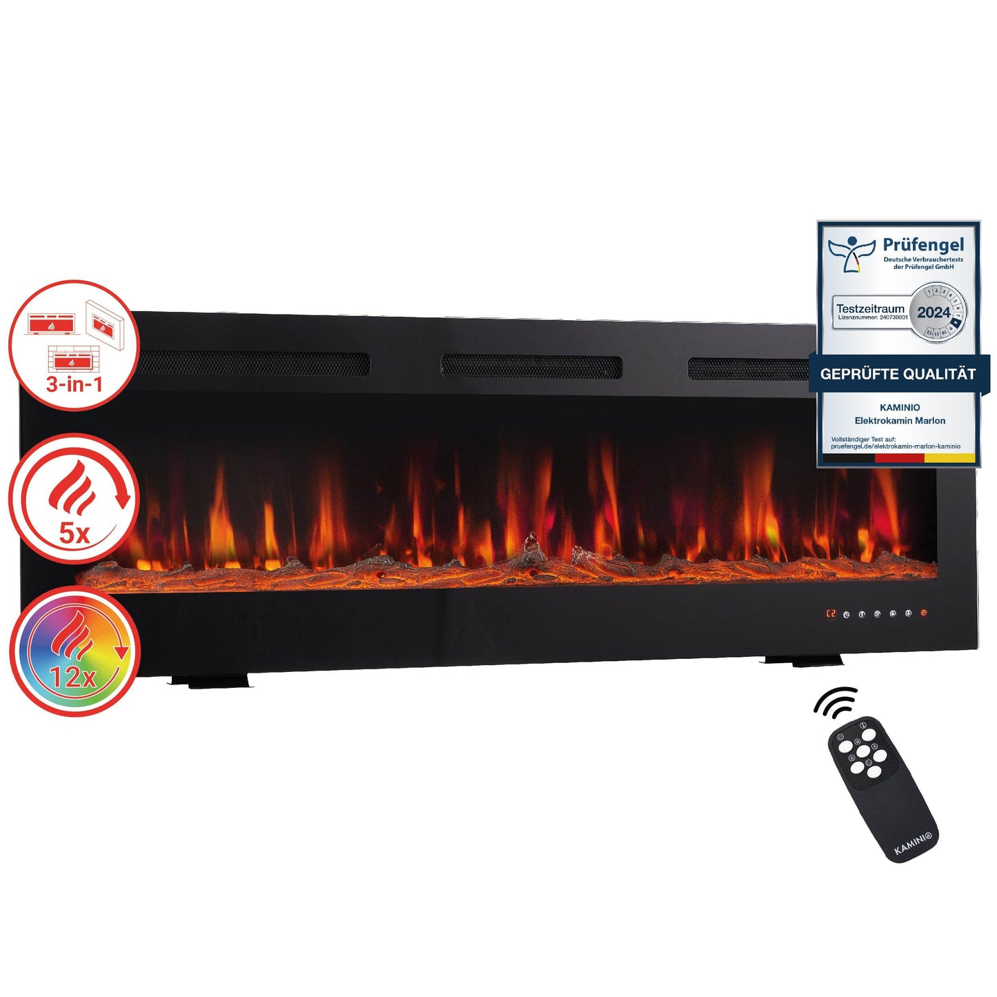 KAMINIO 3-in-1 Elektrokamin MARLON mit Heizung, 3D-Flammeneffekt - 36 Zoll - Palo24