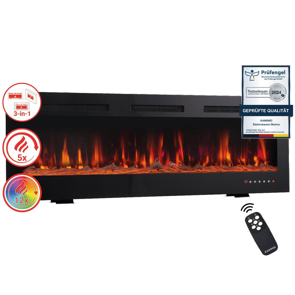 KAMINIO 3-in-1 Elektrokamin MARLON mit Heizung, 3D-Flammeneffekt - 36 Zoll - Palo24