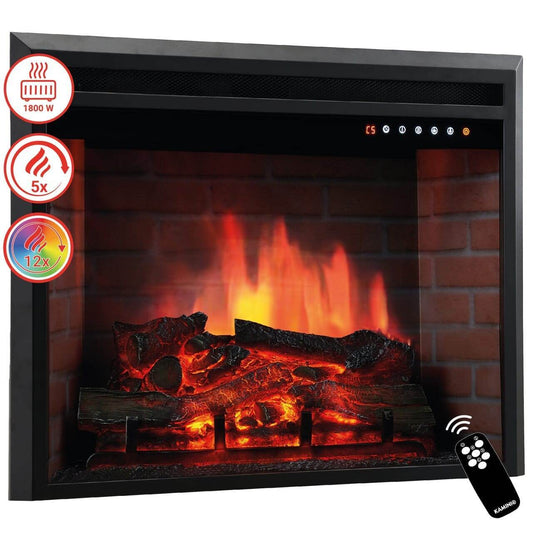 Kamineinsatz/Einbaukamin Luca 30 Zoll 900/1800 Watt Schwarz - Palo24