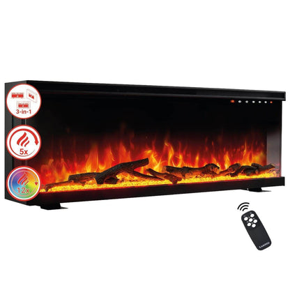 KAMINIO 3-in-1 Elektrokamin LEA - Panoramaview 36 Zoll Schwarz - Palo24