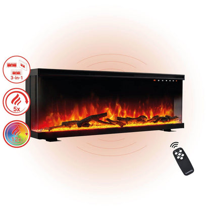 KAMINIO 3-in-1 Elektrokamin LEA - Panoramaview 36 Zoll Schwarz - Palo24