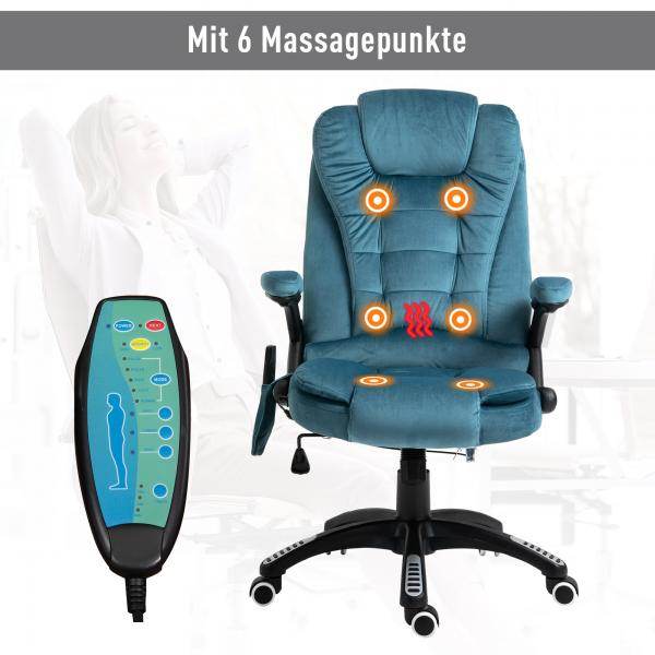 Massagesessel Chefsessel Gamingstuhl Drehstuhl Massagebürostuhl Blau - Palo24