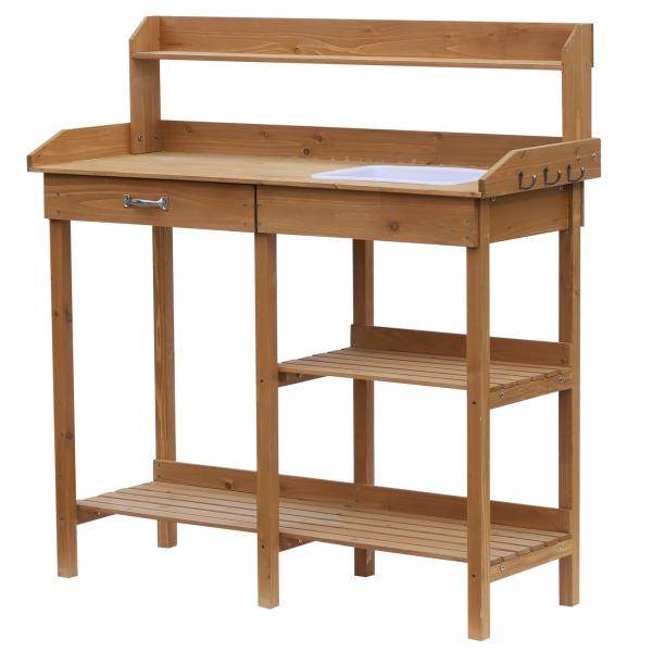 Pflanztisch mit Wanne Tannenholz H112cm Natur - Palo24