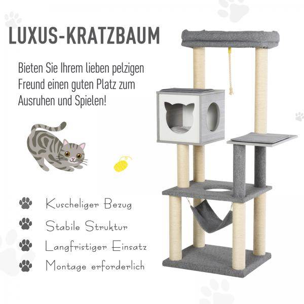 Kratzbaum Katzenbaum Kletterbaum für Katzen Multiaktivitätszentrum Grau & Weiss - Palo24