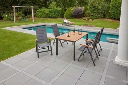 Gartentisch 200x100cm anthrazit/Teak - Palo24