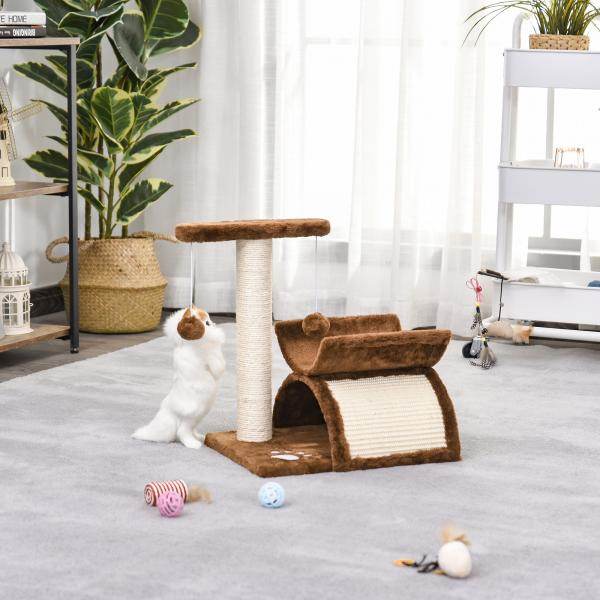 Katzenkratzbaum Spielbaum Kratzbaum Katzen mit Ball Braun L40 x B30 x H43 cm - Palo24