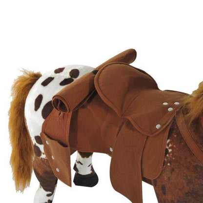 Spielpferd mit Sattel | Metall, Plüsch | 85 x 28 x 60 cm | Braun - Palo24