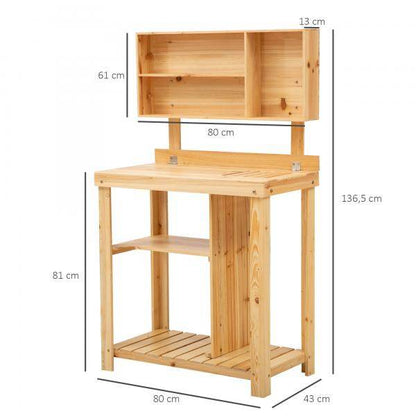 Pflanztisch Gartenarbeitstisch für Garten Balkon Terrasse aus Tannenholz Natur - Palo24